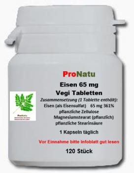 ProNatu 120 Iron tablets 65 mg (Vegetarian)